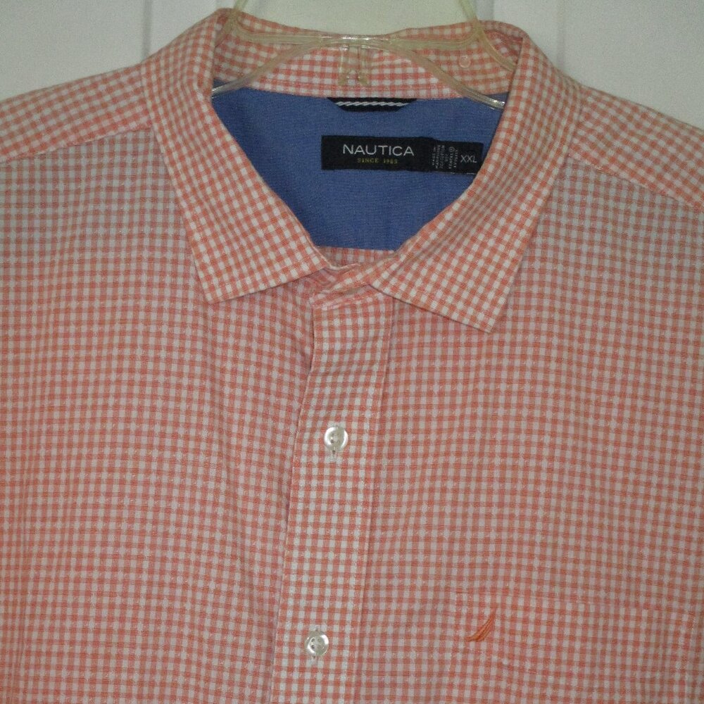Nautica Mens S/S Orange Cotton Casual Shirt - Size XXL